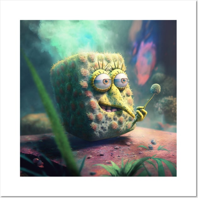 sponge smoking weed Wall Art by PicRidez